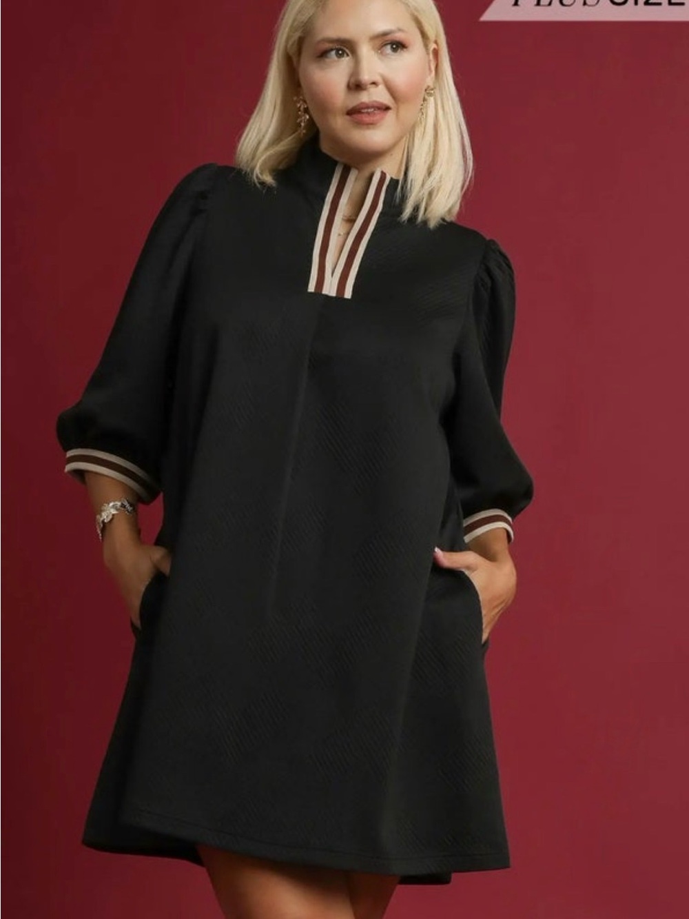 UMGEE PLUS Black A-Line Jacquard Dress
